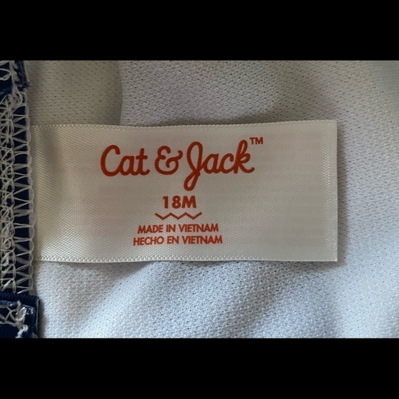 CAT & JACK-BLUE AND WHITE STRIPE SWIMSUIT - Picture 4 of 4